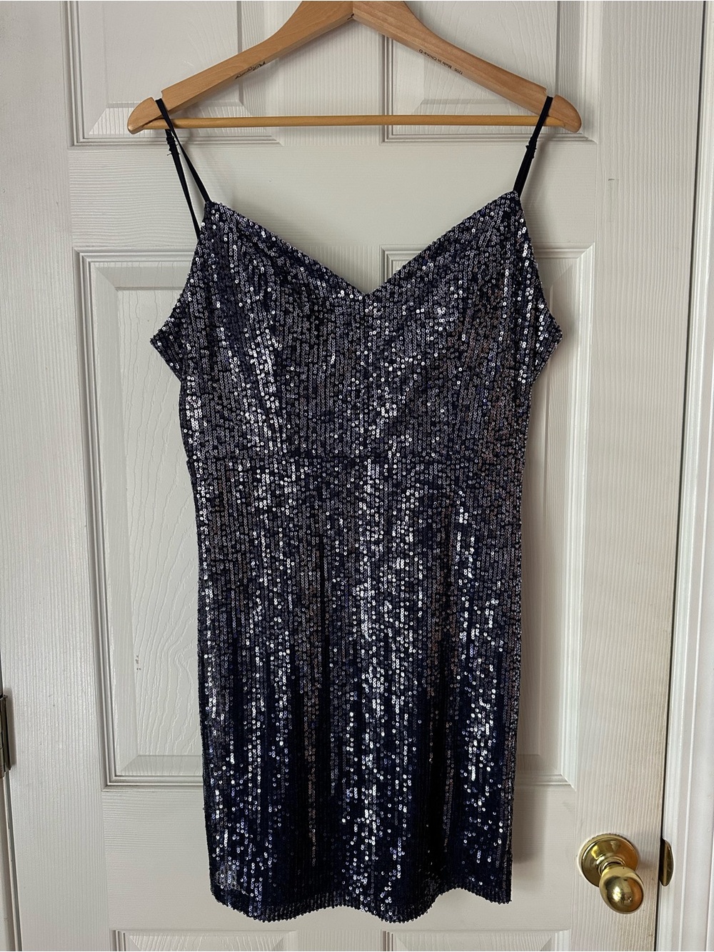 Sequin Slip Dress in Deep Navy - Elegant Homecoming Dress